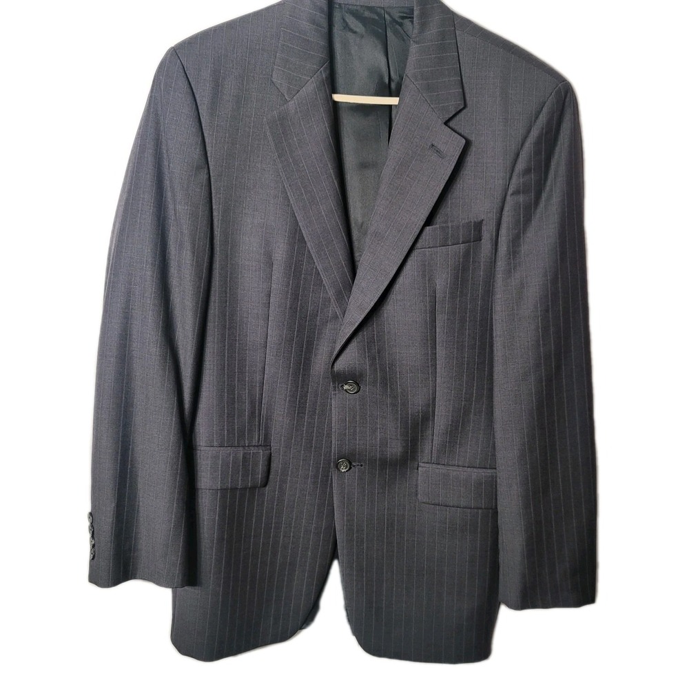 Lauren Ralph Lauren Men's Blazer Jacket Black Gray Pinstripe 100% Wool Business‎